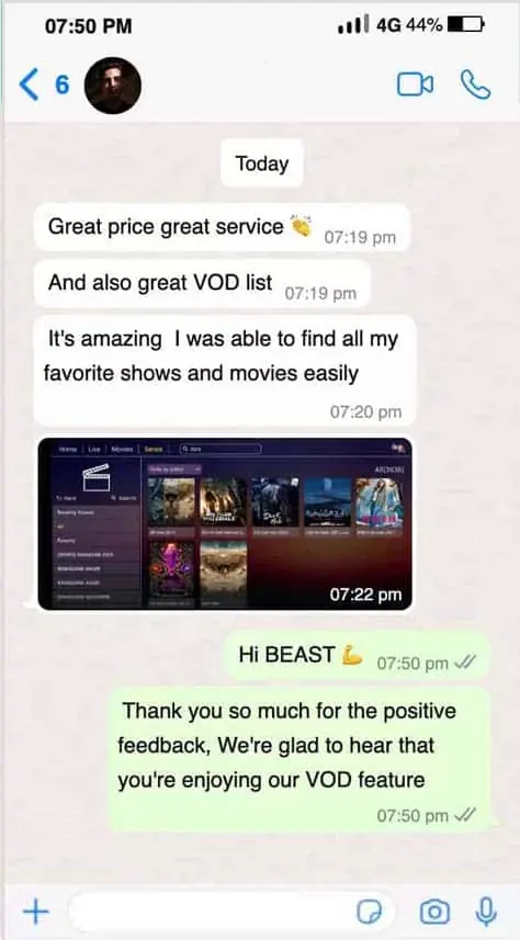 TVPikoma customer review on WhatsApp 6
