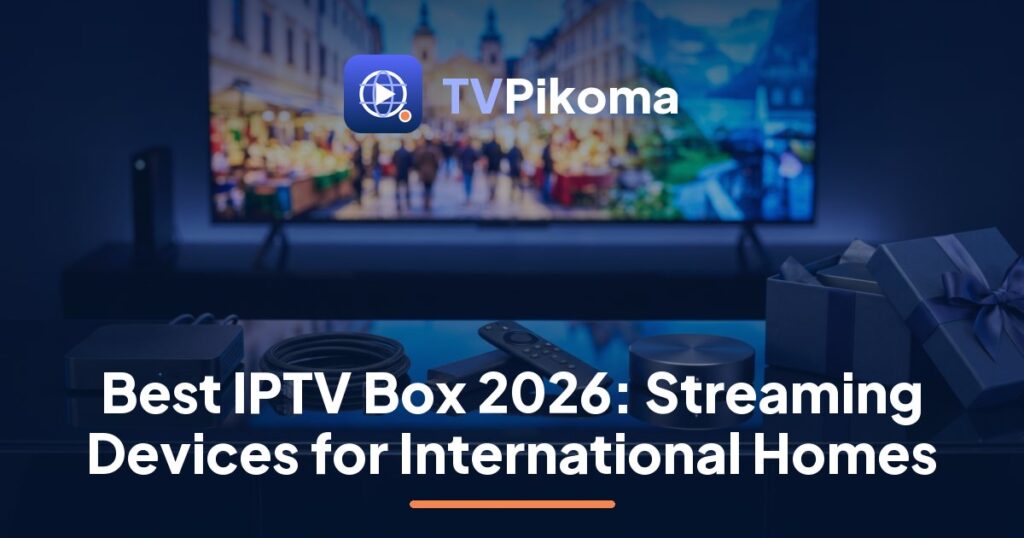 TVPikoma best IPTV box guide: a daughter wiring a streaming box by Ethernet for her father's TV