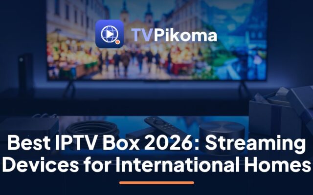TVPikoma best IPTV box guide: a daughter wiring a streaming box by Ethernet for her father's TV