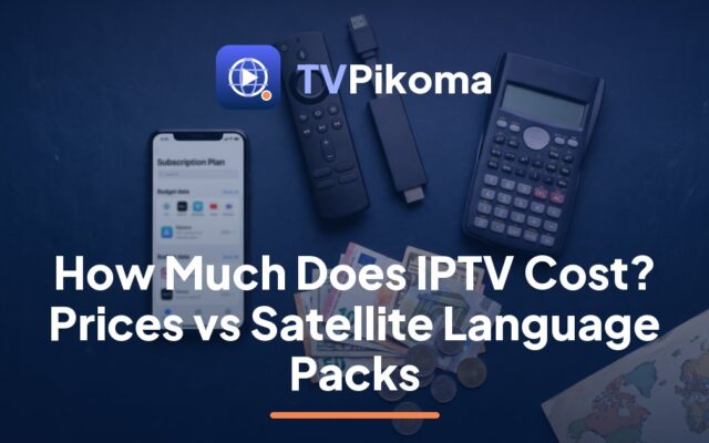 How much does IPTV cost? A family at a kitchen table comparing TVPikoma plans with satellite TV bills